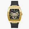 GOLD TONE CASE BLACK GENUINE LEATHER/SILICONE WATCH GW0202G1