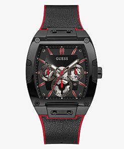 BLACK CASE 2-TONE GENUINE LEATHER/SILICONE WATCH GW0202G7