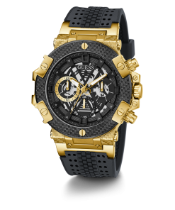 GUESS Mens Grey Gold Tone Multi-function Watch