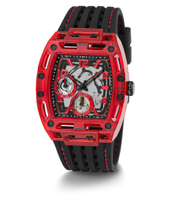 GUESS Mens Black Red Multi-function Watch