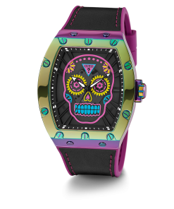 GUESS Mens Day Of The Dead Iridescent Watch
