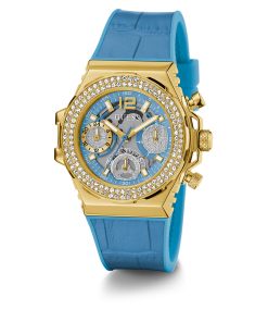 GUESS Ladies Turquoise Gold Tone Multi-function Watch