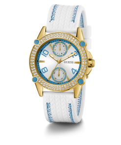 GUESS Ladies White Gold Tone Multi-function Watch