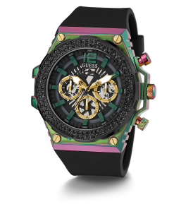 GUESS Mens Black 2-Tone Multi-function Watch