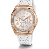 GUESS Ladies White Rose Gold Tone Multi-function Watch