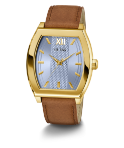 GUESS Mens Brown Gold Tone Analog Watch