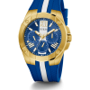 GUESS Mens Blue Gold Tone Multi-function Watch