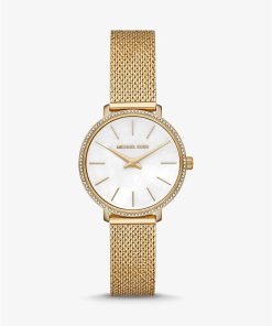 Montre michael kors mk4619 femme Mini montre Pyper dorée à pierres pavées