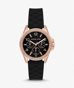 Mini Pilot Pavé Rose Gold-Tone and Logo Silicone montre maroc