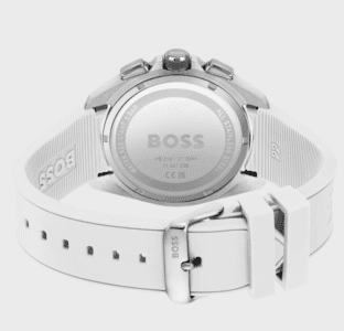 Vue arrière de la montre Hugo Boss Volane 1513948 fond acier inoxydable water resistant 5 BAR.
