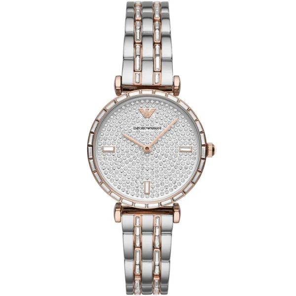 emporio-armani-ar11293-montre-femme-cadran-cristaux-bracelet-bicolore-face.webp EMPORIO ARMANI Gianni T-Bar AR11293 Montre Femme Bicolore Cristaux
