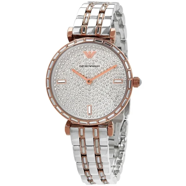 emporio-armani-ar11293-montre-femme-detail-cadran-pave-cristaux.webp EMPORIO ARMANI Gianni T-Bar AR11293 Montre Femme Bicolore Cristaux