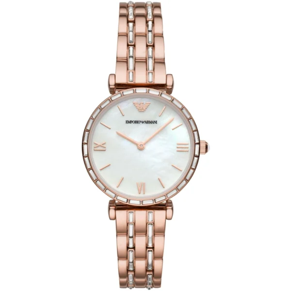 EMPORIO ARMANI Gianni T-Bar AR11294 Montre Femme Rose Gold Nacre