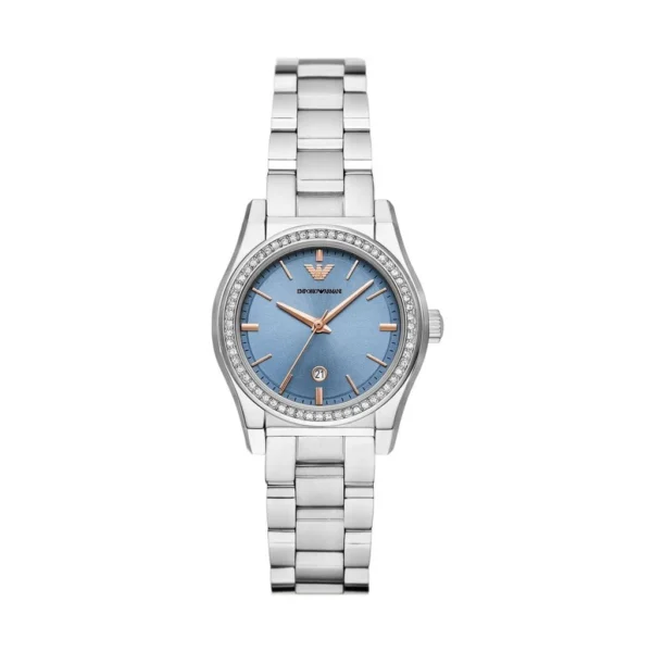 Emporio Armani AR11593 Federica en acier inoxydable argenté avec cadran bleu glacier