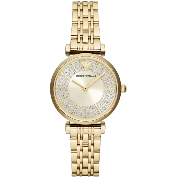EMPORIO ARMANI Gianni T-Bar AR11608 Montre Femme Dorée Cristaux