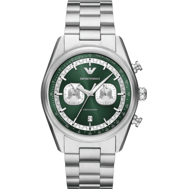 Montre Homme Emporio Armani AR11637 Chronographe Cadran Vert Émeraude et Acier 43mm