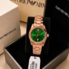 EMPORIO ARMANI Federica AR11639 Montre Femme Rose Gold Cadran Vert