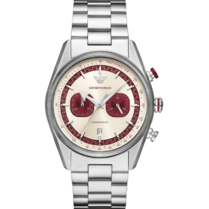 Montre Homme Emporio Armani AR11645 Chronographe Vintage Cadran Crème et Bordeaux 43mm