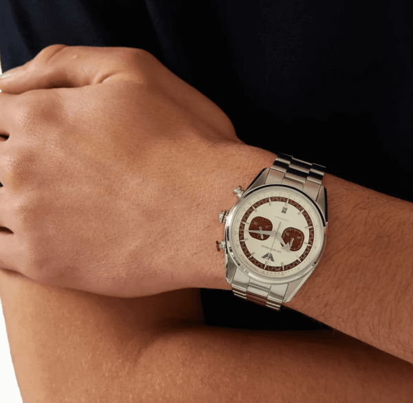 Montre Homme Emporio Armani AR11645 Chronographe Vintage Cadran Crème et Bordeaux 43mm