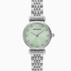 Montre femme Emporio Armani AR11667 en acier inoxydable avec cadran vert clair et bracelet argenté