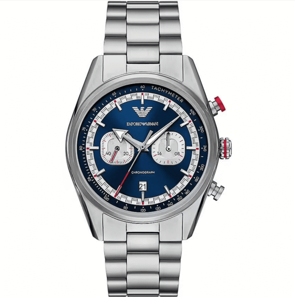 Montre Homme Emporio Armani AR11676 Chronographe "Racing" Cadran Bleu et Poussoir Rouge 43mm