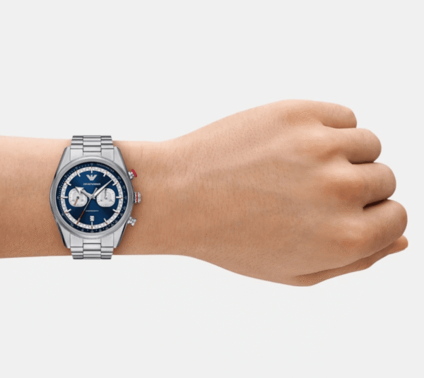 Montre Homme Emporio Armani AR11676 Chronographe "Racing" Cadran Bleu et Poussoir Rouge 43mm