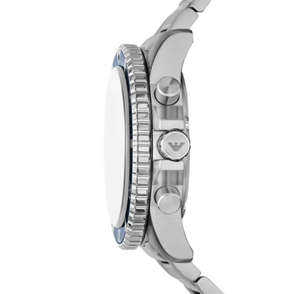 Montre Homme Emporio Armani AR11681 World Explorer Chronographe Solaire 43,5 mm Cadran Bleu Soleillé & Bracelet Acier