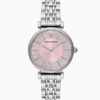 Montre femme Emporio Armani AR11686 en acier inoxydable avec cadran rose et bracelet argenté
