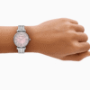 Montre femme Emporio Armani AR11686 en acier inoxydable avec cadran rose et bracelet argenté
