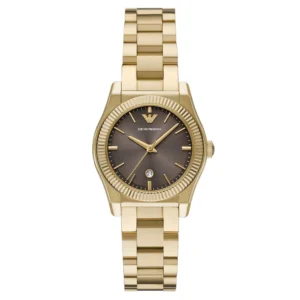 emporio-armani-ar11700-montre-femme-cadran-brun-bracelet-dore-face.webp EMPORIO ARMANI Federica AR11700 Montre Femme Dorée Cadran Brun