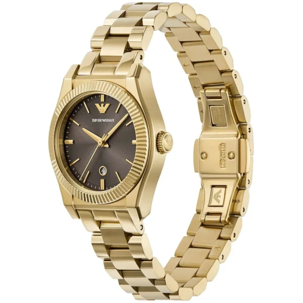 emporio-armani-ar11700-montre-femme-detail-cadran-brun-sunray.webp EMPORIO ARMANI Federica AR11700 Montre Femme Dorée Cadran Brun