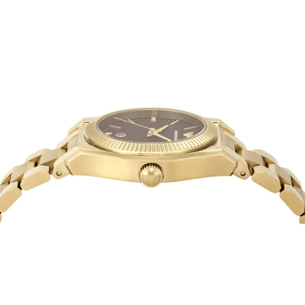 emporio-armani-ar11700-montre-femme-profil-bracelet-detail.webp EMPORIO ARMANI Federica AR11700 Montre Femme Dorée Cadran Brun