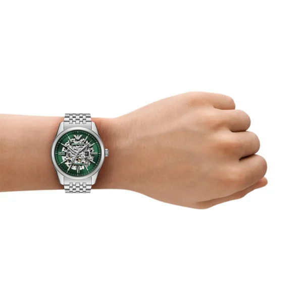 emporio-armani-ar60091-montre-homme-poignet.webp Emporio Armani AR60091 Antonio – Montre homme automatique cadran vert