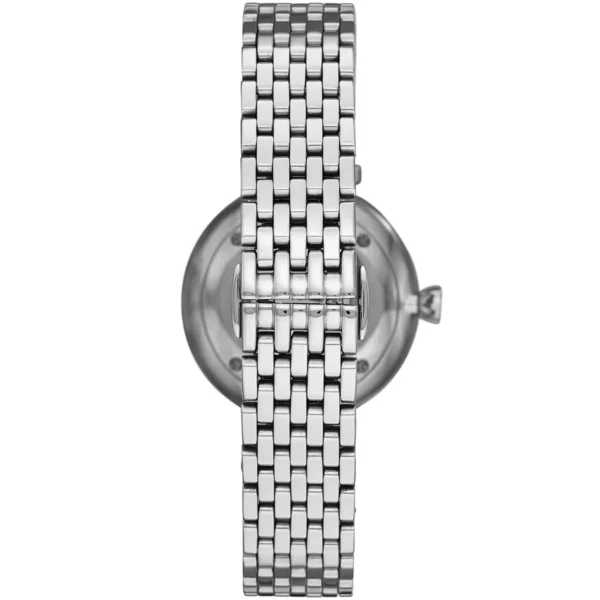 Montre Femme Emporio Armani Arianna AR11195 – Cadran Blanc Rayé Violet, Boîtier 32 mm, Bracelet Acier Argenté