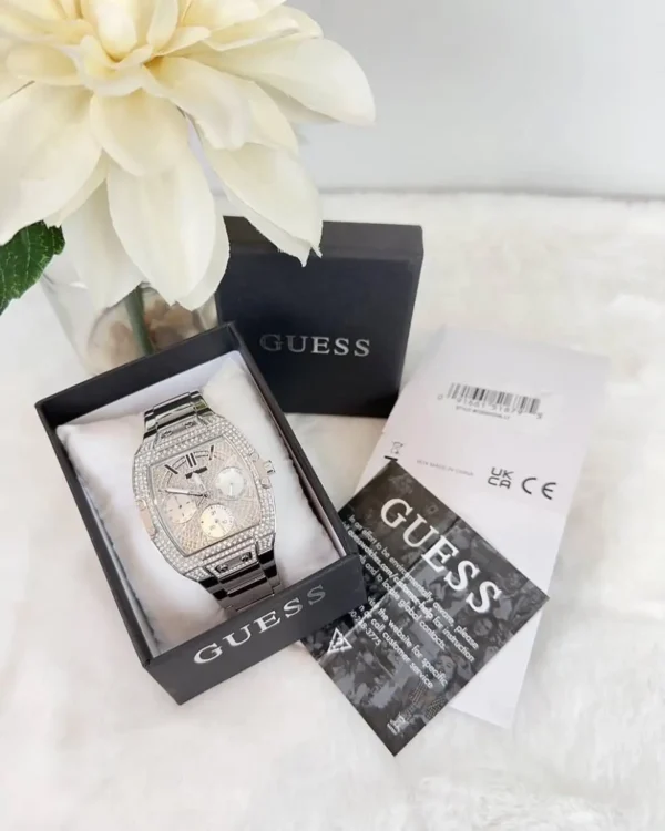 Montre Femme Guess GW0104L1 Multifonction Argentée Pavée de Strass
