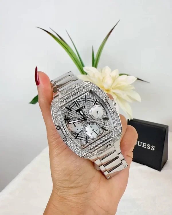 Montre Femme Guess GW0104L1 Multifonction Argentée Pavée de Strass