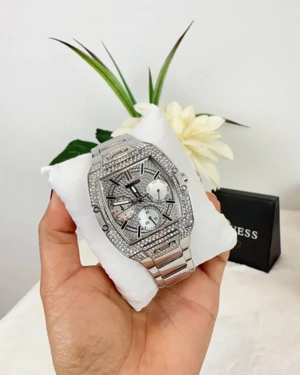 Montre Femme Guess GW0104L1 Multifonction Argentée Pavée de Strass
