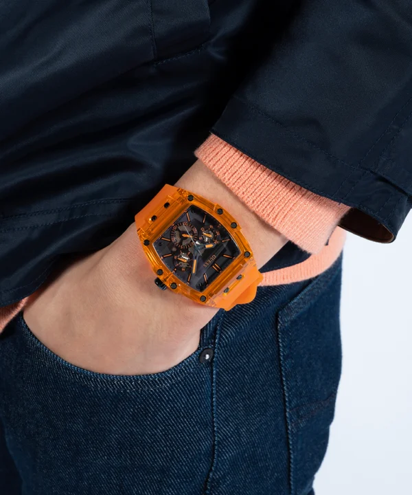 GUESS GW0203G10 Montre Homme Orange Cadran Noir
