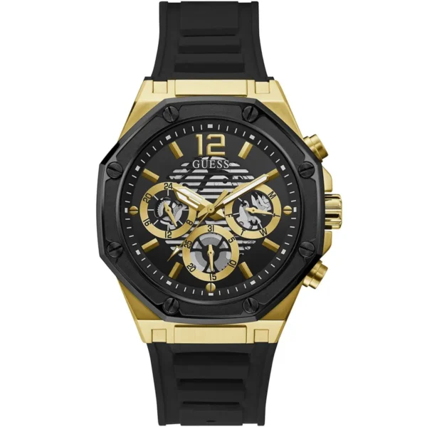 guess-gw0263g1-momentum-montre-homme-cadran-noir-dore-au-maroc.webp Guess GW0263G1 Momentum montre homme dorée avec cadran noir et bracelet silicone noir