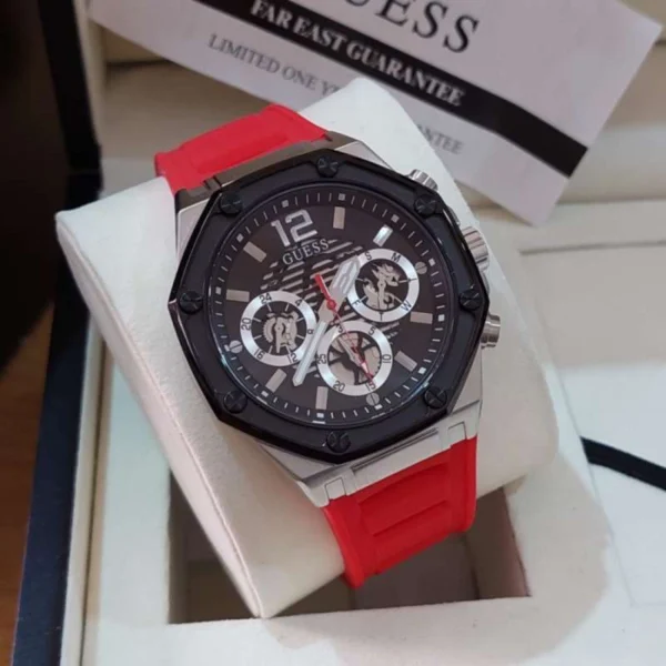 GUESS Momentum GW0263G3 Montre Homme Chronographe Rouge