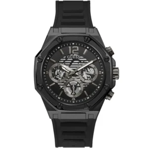 Guess GW0263G4 Momentum montre homme noire en acier avec bracelet silicone noir