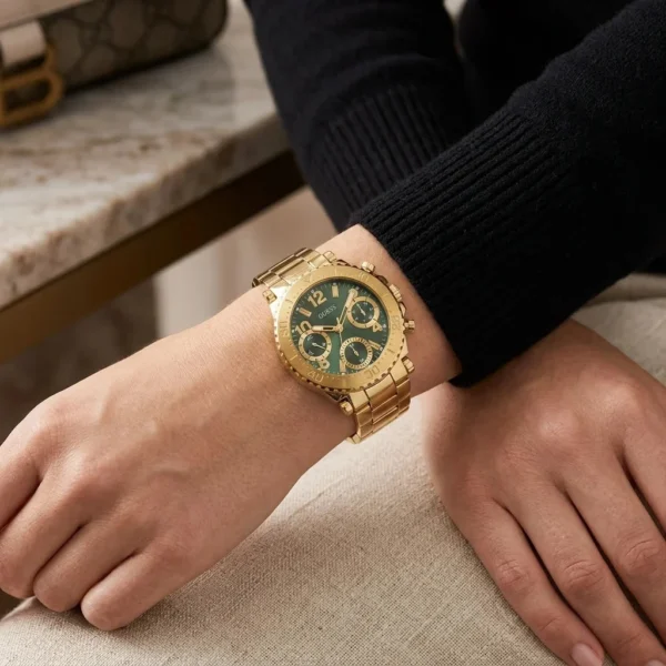 GUESS GW0465L5 Cosmic – Montre femme dorée à cadran vert