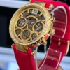 Guess GW0484L1 Solstice montre femme dorée avec cadran transparent et bracelet rouge