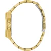 guess-gw0551l2-empress-femme-cadran-bleu-bracelet-dore-profil.webp Montre femme Guess Empress GW0551L2 en acier doré avec cadran bleu translucide et date