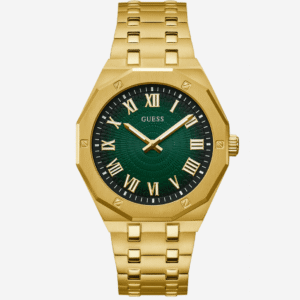 Montre homme Guess Asset GW0575G2 en acier doré avec cadran vert et bracelet doré