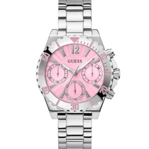 GUESS GW0696L1 Color Fusion – Montre Femme Argentée à Cadran Rose