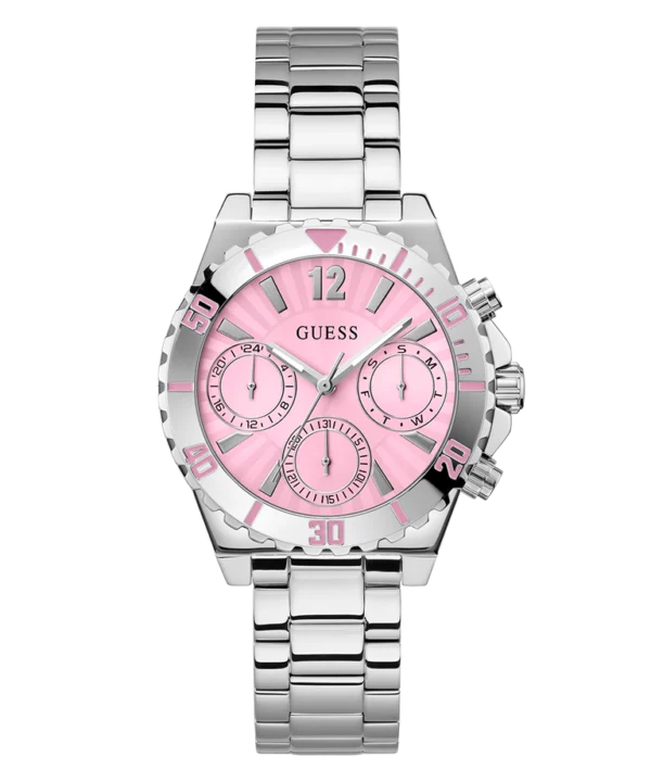 GUESS GW0696L1 Color Fusion – Montre Femme Argentée à Cadran Rose