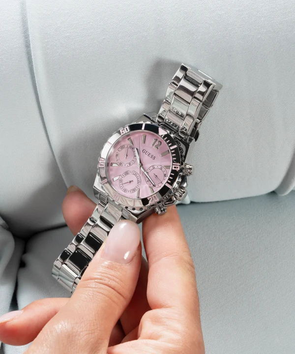 GUESS GW0696L1 Color Fusion – Montre Femme Argentée à Cadran Rose