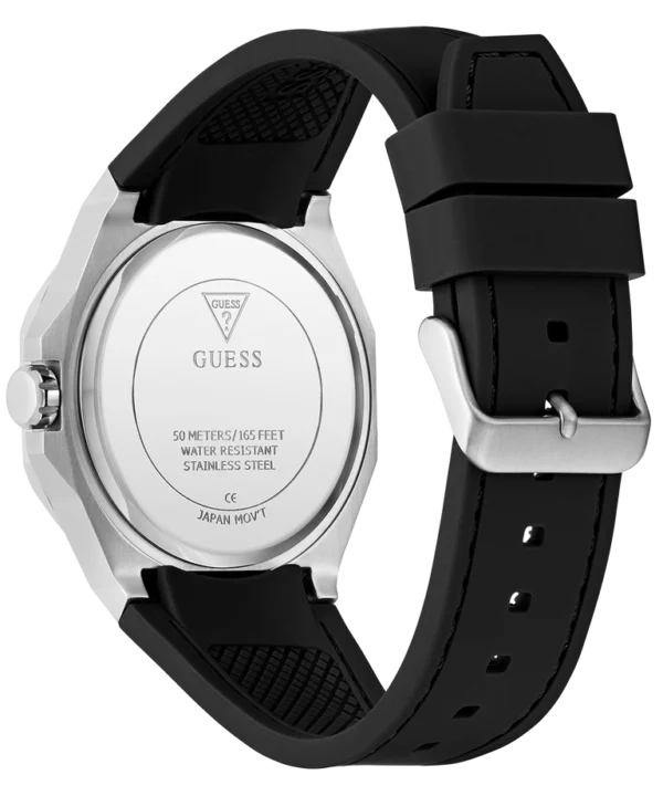 guess-gw0850g1-emperor-homme-cadran-vert-bracelet-noir-dos.webp Montre homme Guess Emperor GW0850G1 en acier argenté avec cadran vert et bracelet silicone noir