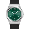 guess-gw0850g1-emperor-homme-cadran-vert-bracelet-noir-face.webp Montre homme Guess Emperor GW0850G1 en acier argenté avec cadran vert et bracelet silicone noir